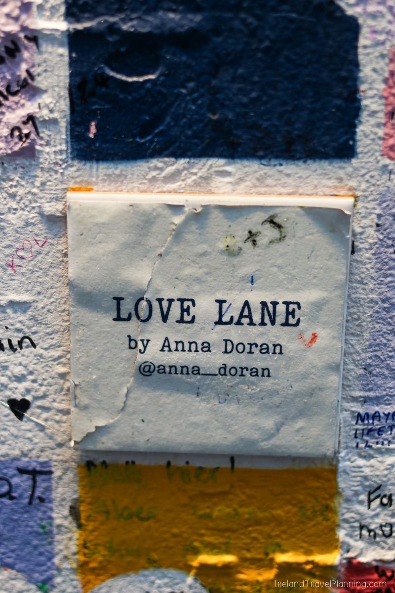 Love Lane sign by Anna Doran, a free Dublin attraction.