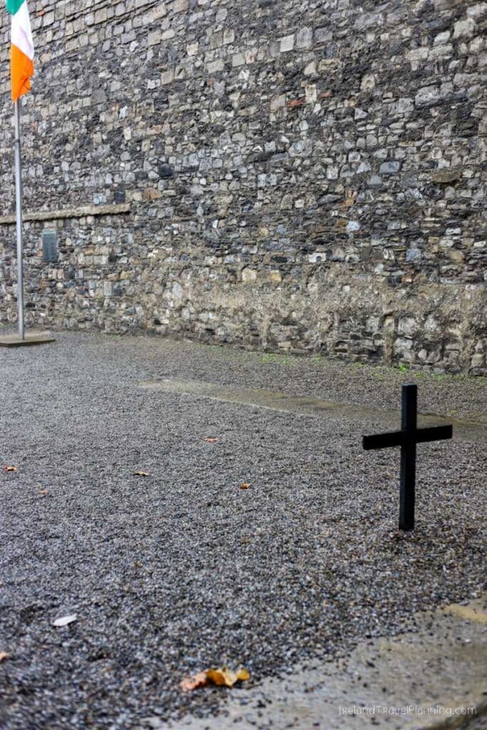 Kilmainham Gaol memorial with Irish flag, Dublin. Free thing to do.