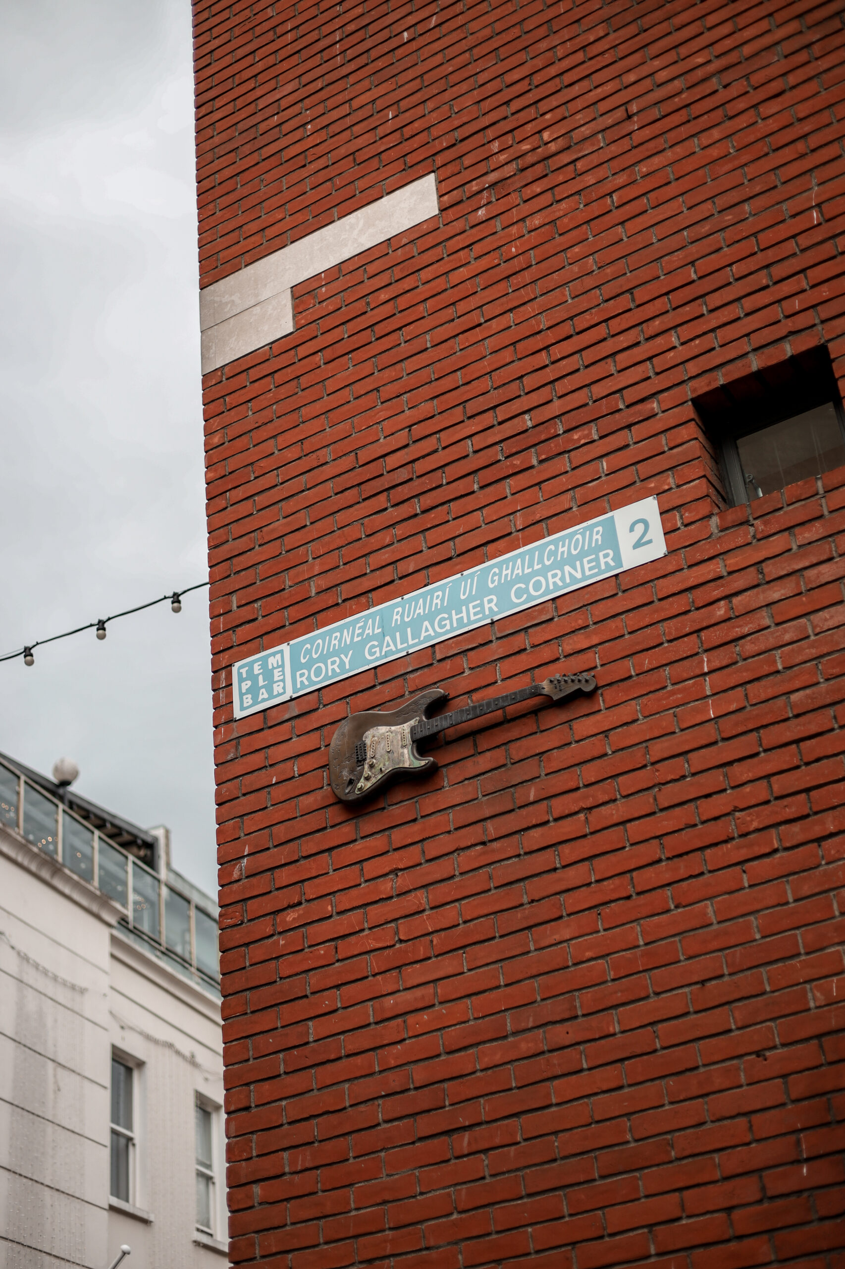 Rory Gallagher Corner sign with guitar sculpture, Dublin, free things to do