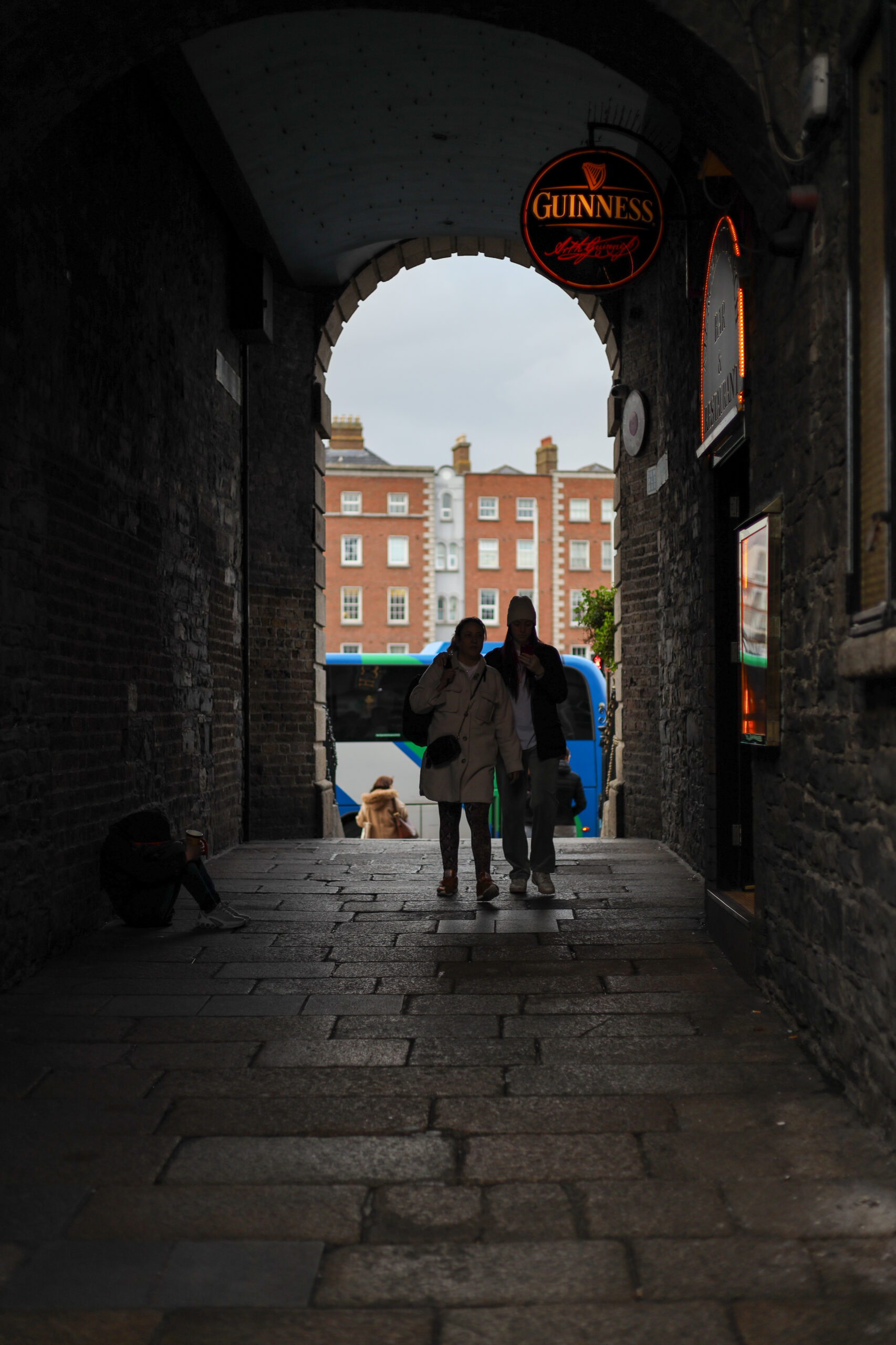 Guinness sign over a Dublin alleyway, free things to do in Dublin
