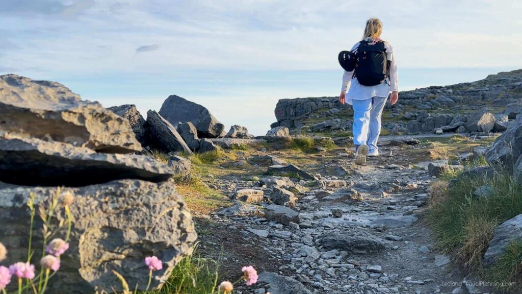Hiker on Inis Mór trail, Aran Islands