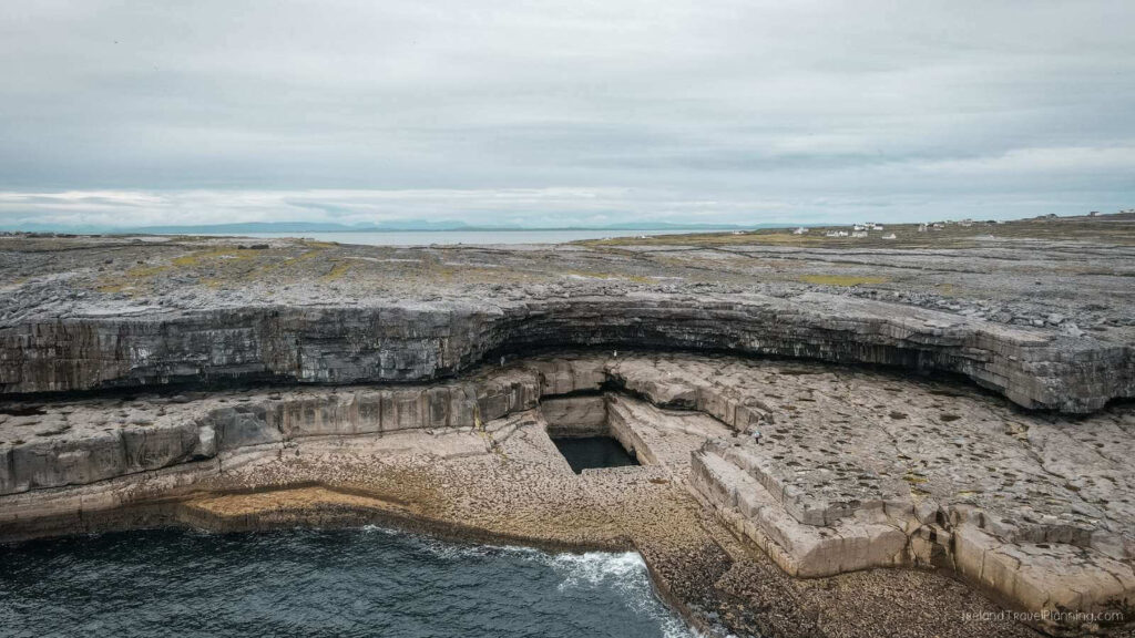 Poll na bPéist (The Wormhole) on Inis Mór, Aran Islands. Unique natural rock formation.