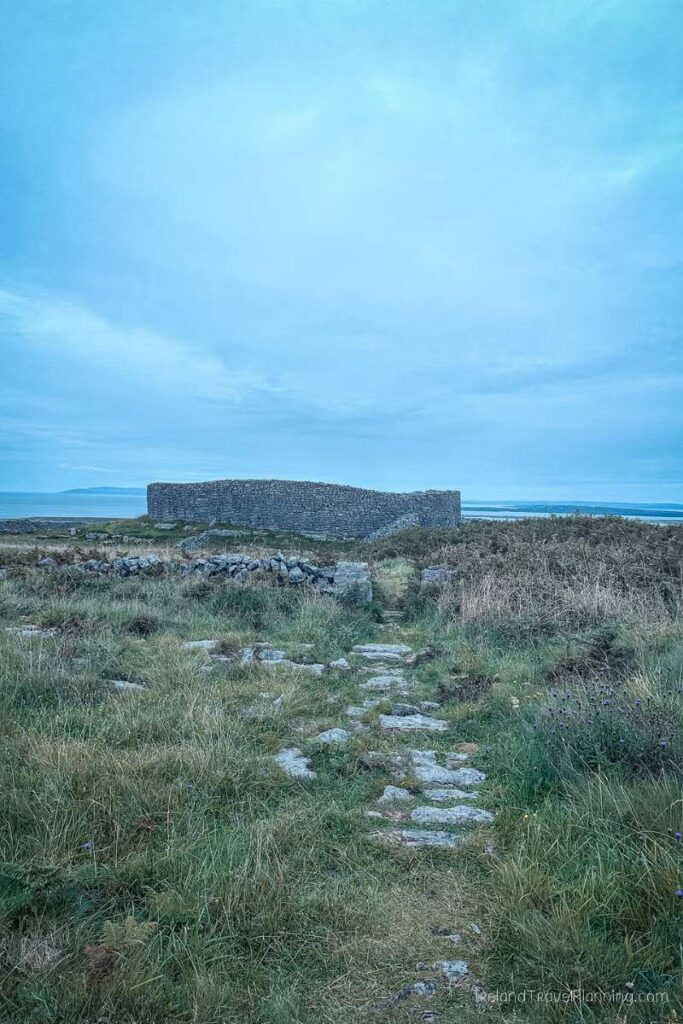 Dún Aonghasa fort on Inis Mór, Aran Islands. Stone path leading to the ancient structure.