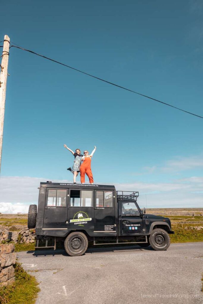 Aran Off Road Experience: Two women on Inis Mór adventure tour.