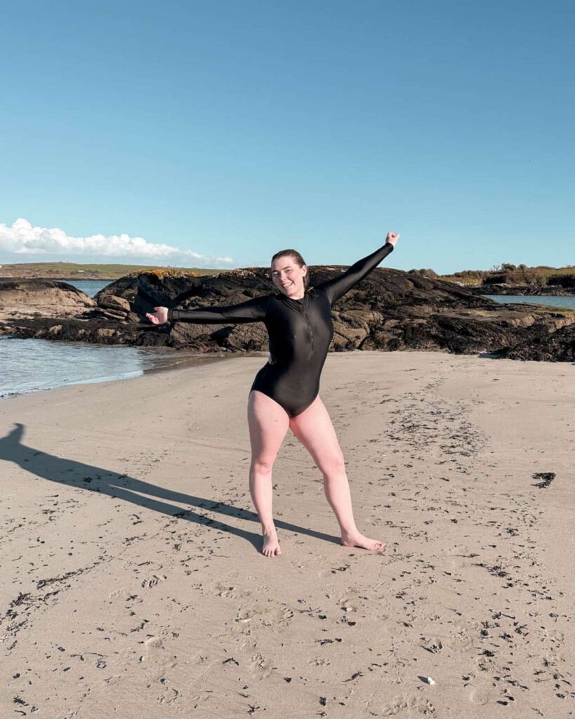 Ballyrisode Beach in County Cork Ireland - Girl smiling after going for a swim.jpg