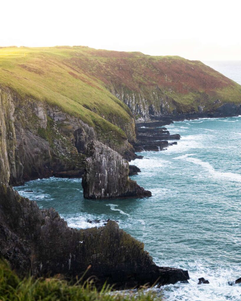 The Old Head of Kinsale, a dramatic cliff edge off the coast of Cork in Ireland at Sunrise