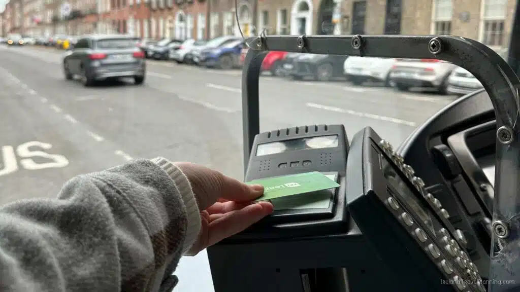 Using a Leap card on Dublin public transport. Leap card reader on a bus in Dublin.