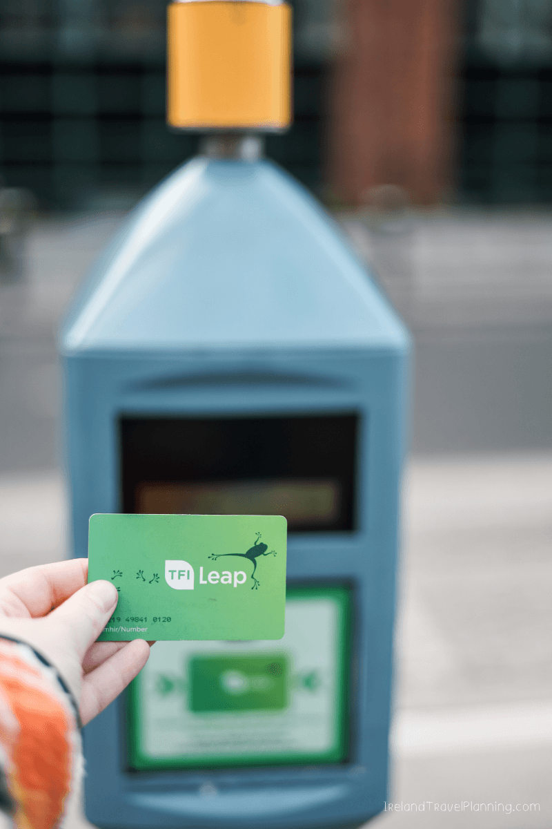 TFI Leap card held in front of a Dublin public transport validator