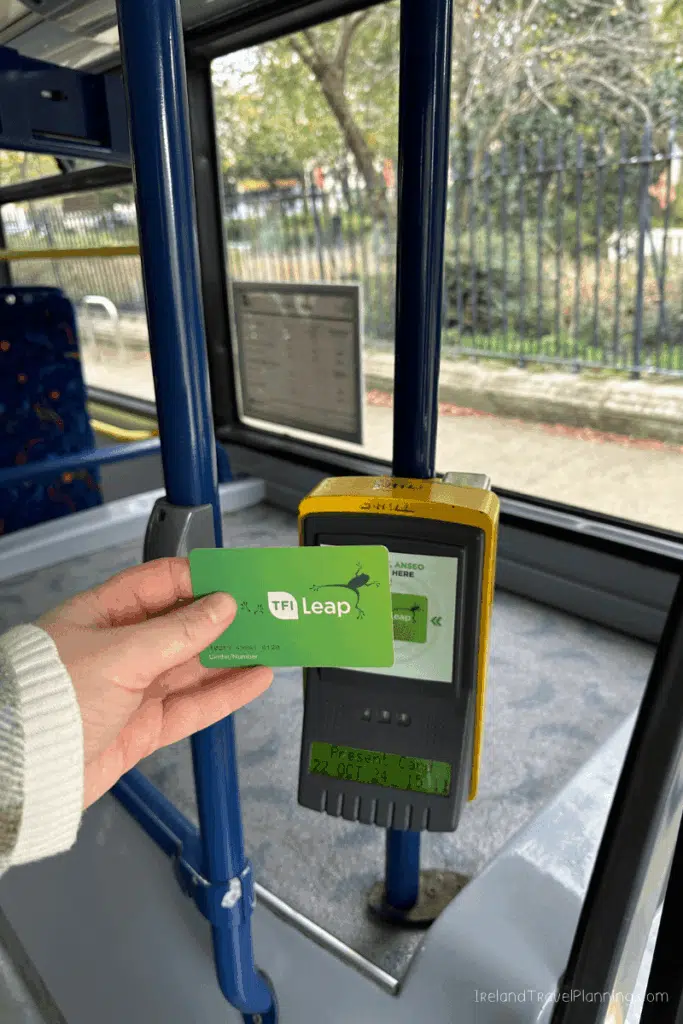 TFI Leap card being presented to a Dublin public transport validator