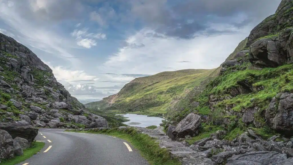 Scenic road through Gap of Dunloe, Ireland. Ideal for a 7 days in Ireland itinerary.