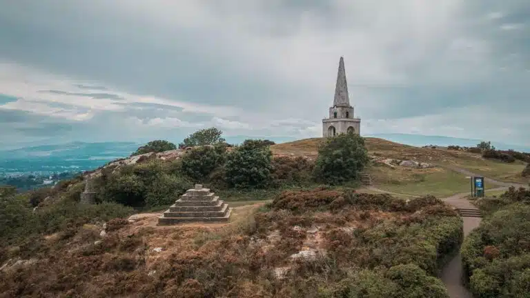 Killiney Hill Park, Dublin, featuring the obelisk and pyramid structure.