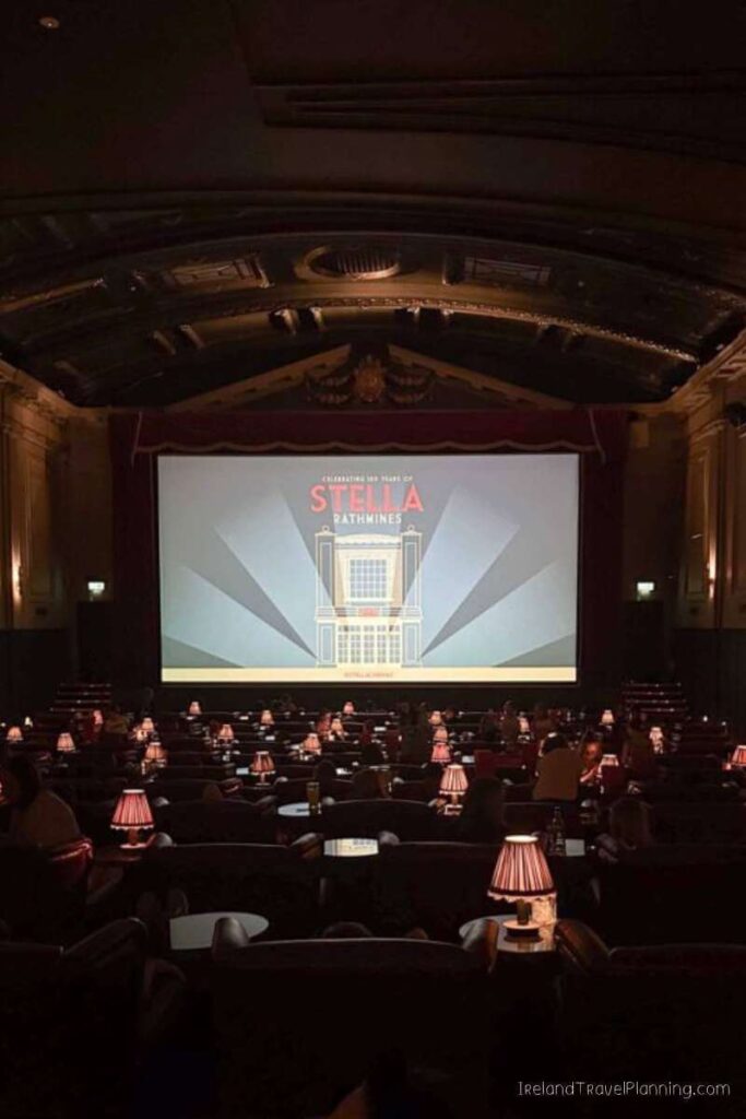 Stella Theatre Rathmines, a hidden gem in Dublin, with vintage lamps and plush seating.