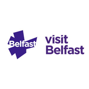 Visit Belfast logo featuring a stylized geometric design and the words "Belfast" and "Visit Belfast.