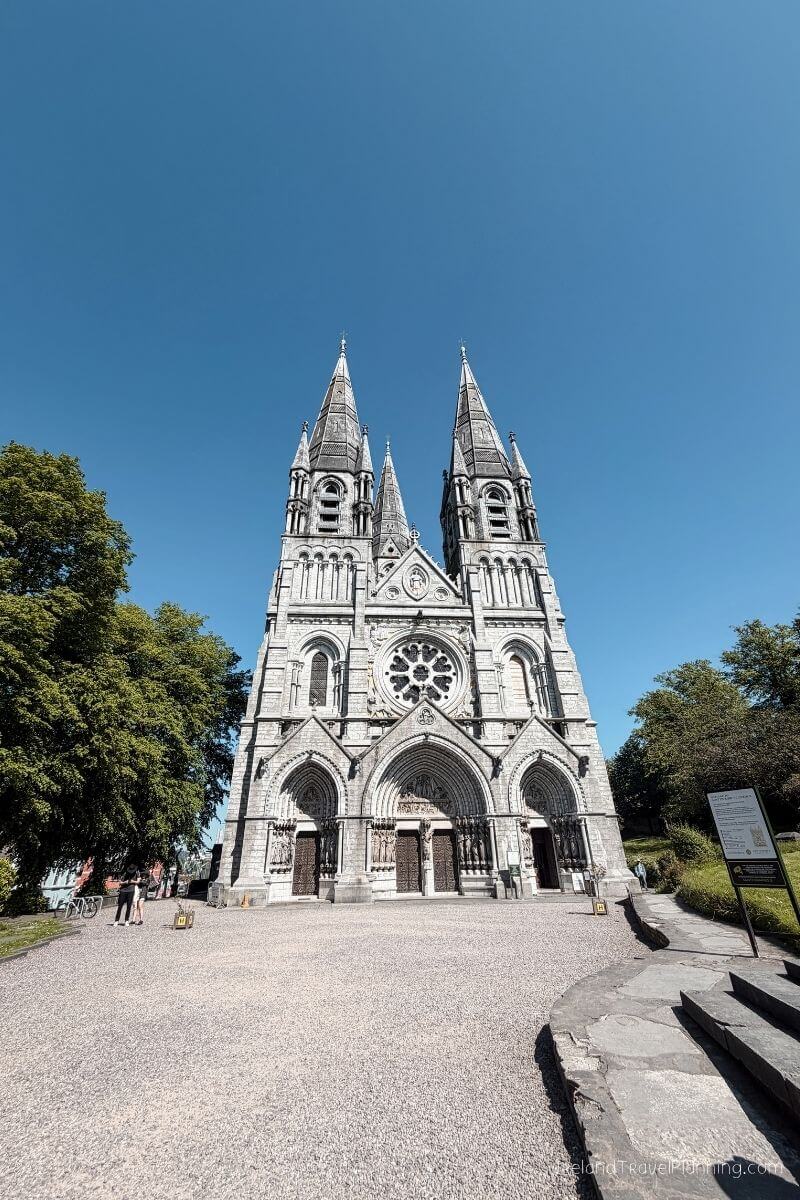 St. Mary's Cathedral in Cork City with two steeples and an arched entrance