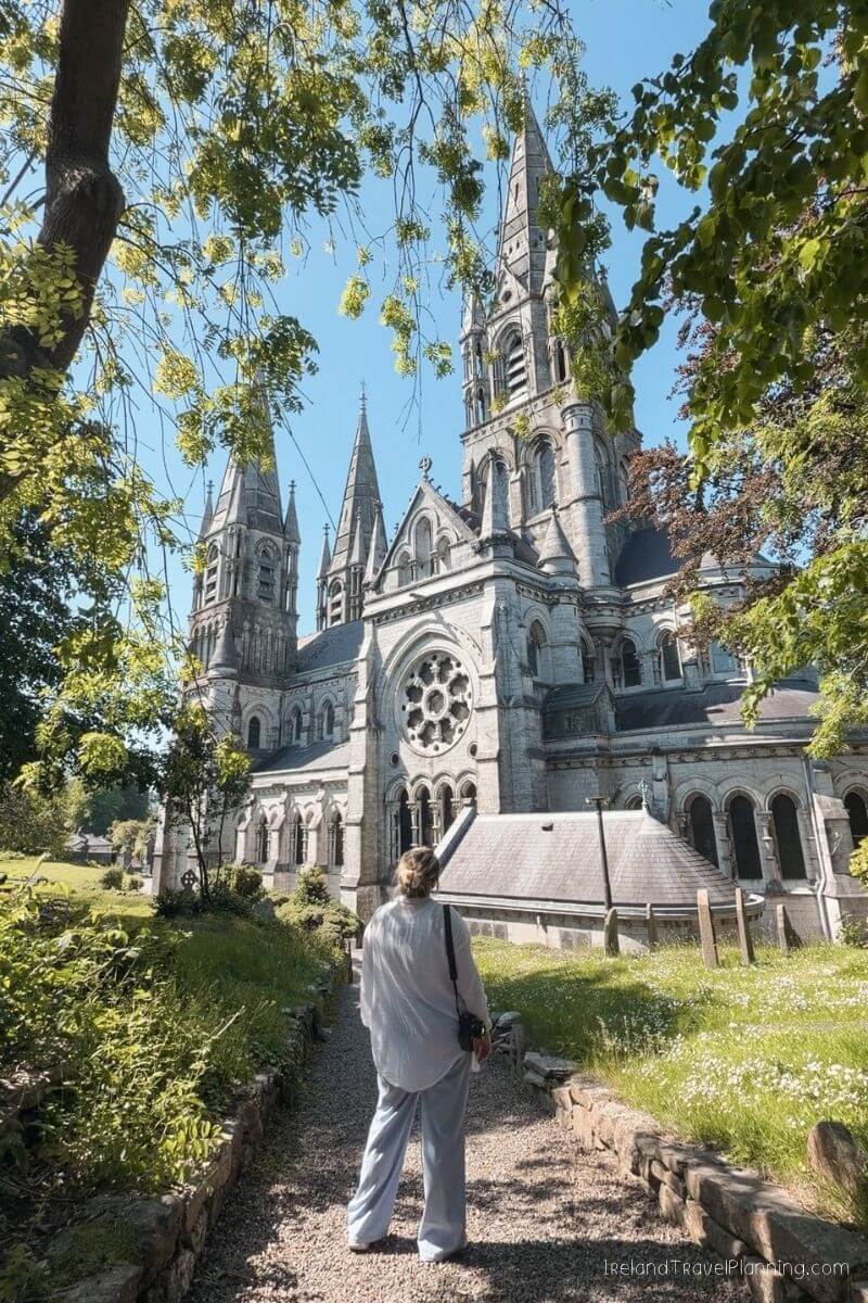 Woman walking to St. Mary's Collegiate Church, Cork