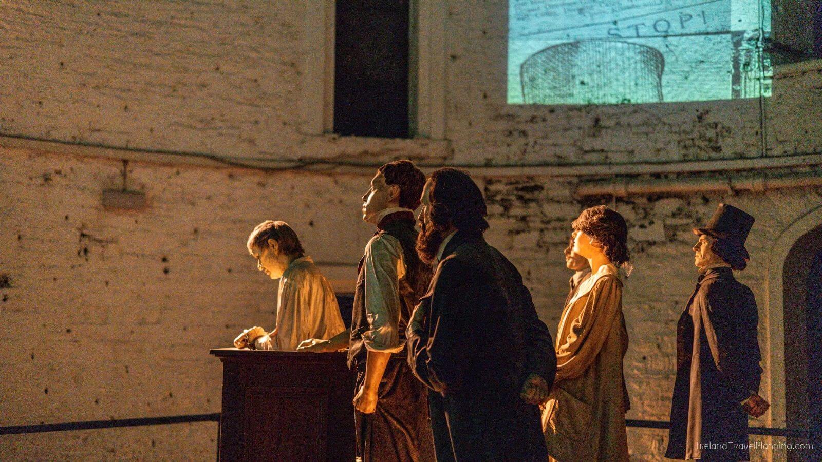 Group of people dressed in historical clothing at Cork City prison reenactment