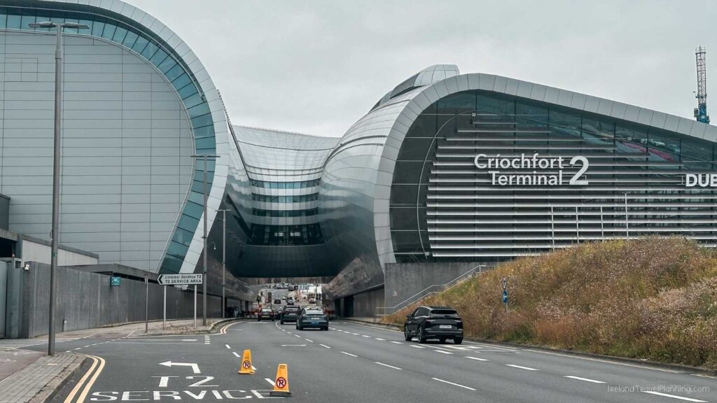 Dublin Airport Terminal 2, a modern architectural marvel with curved metal facades.