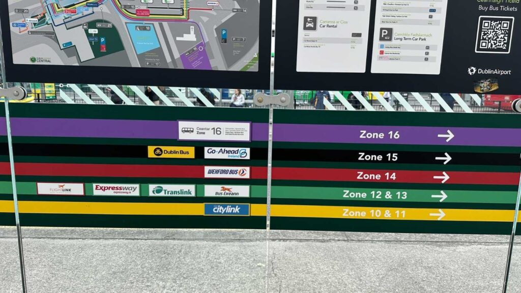 Dublin Airport transport zones and bus operators: Dublin Bus, Go Ahead, Expressway