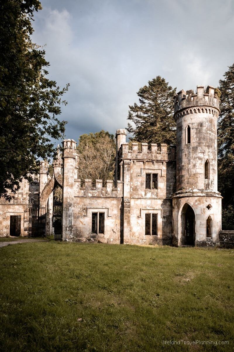 Ruined Irish castle with tower and gate, a hidden gem.