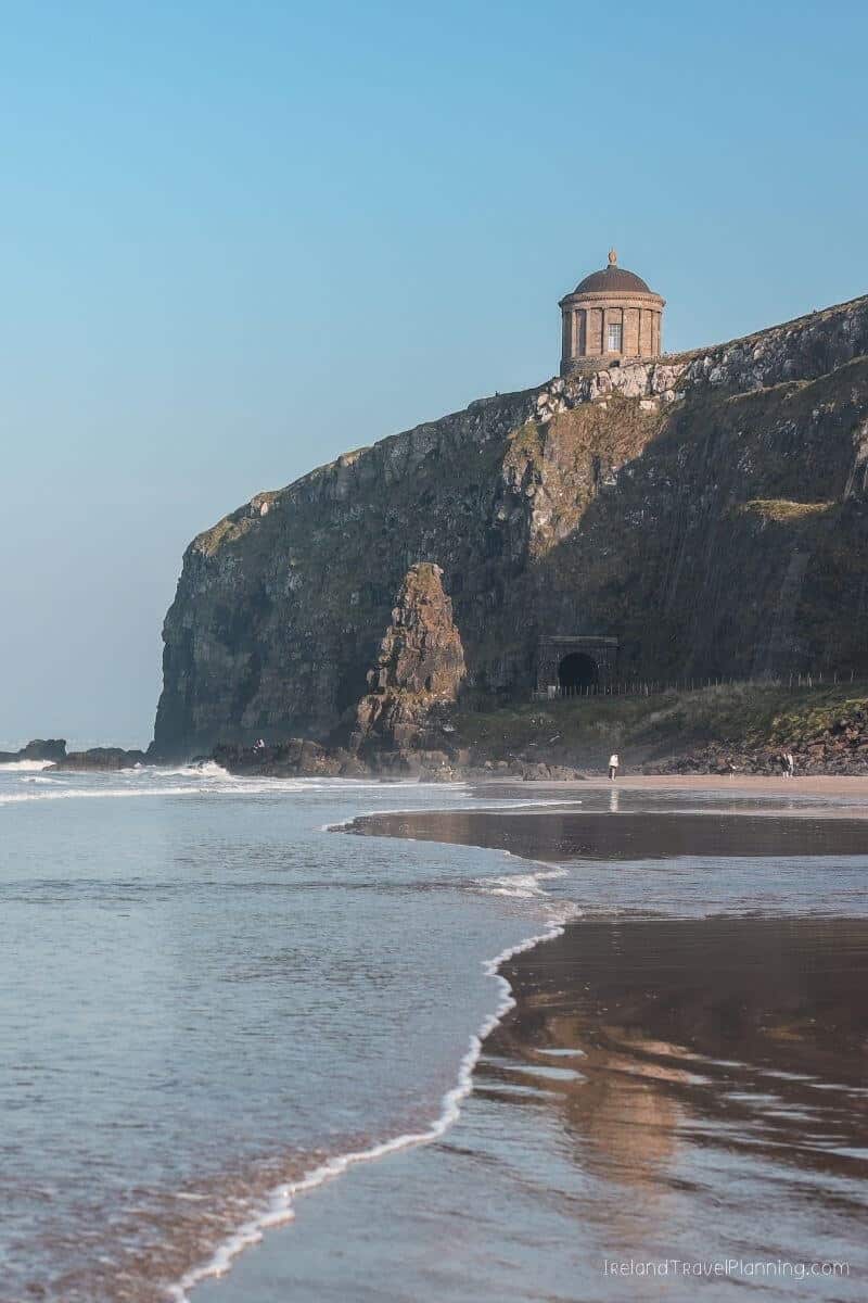Mussenden Temple on a cliff overlooking the Atlantic Ocean in Ireland.