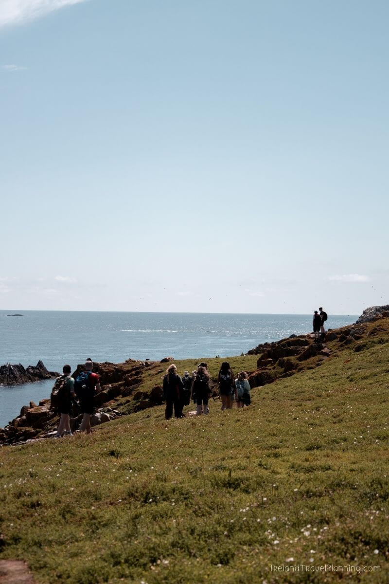 Hikers explore a scenic coastal path in Ireland, showcasing hidden gems.