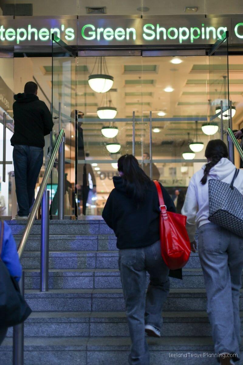 People entering Stephen's Green Shopping Centre, Dublin, Ireland.