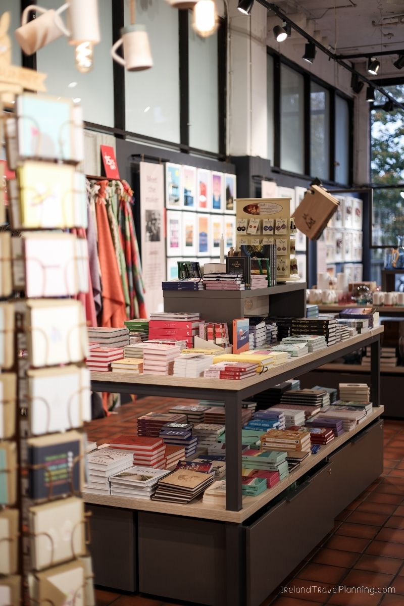 Books and souvenirs for an Ireland trip in a gift shop